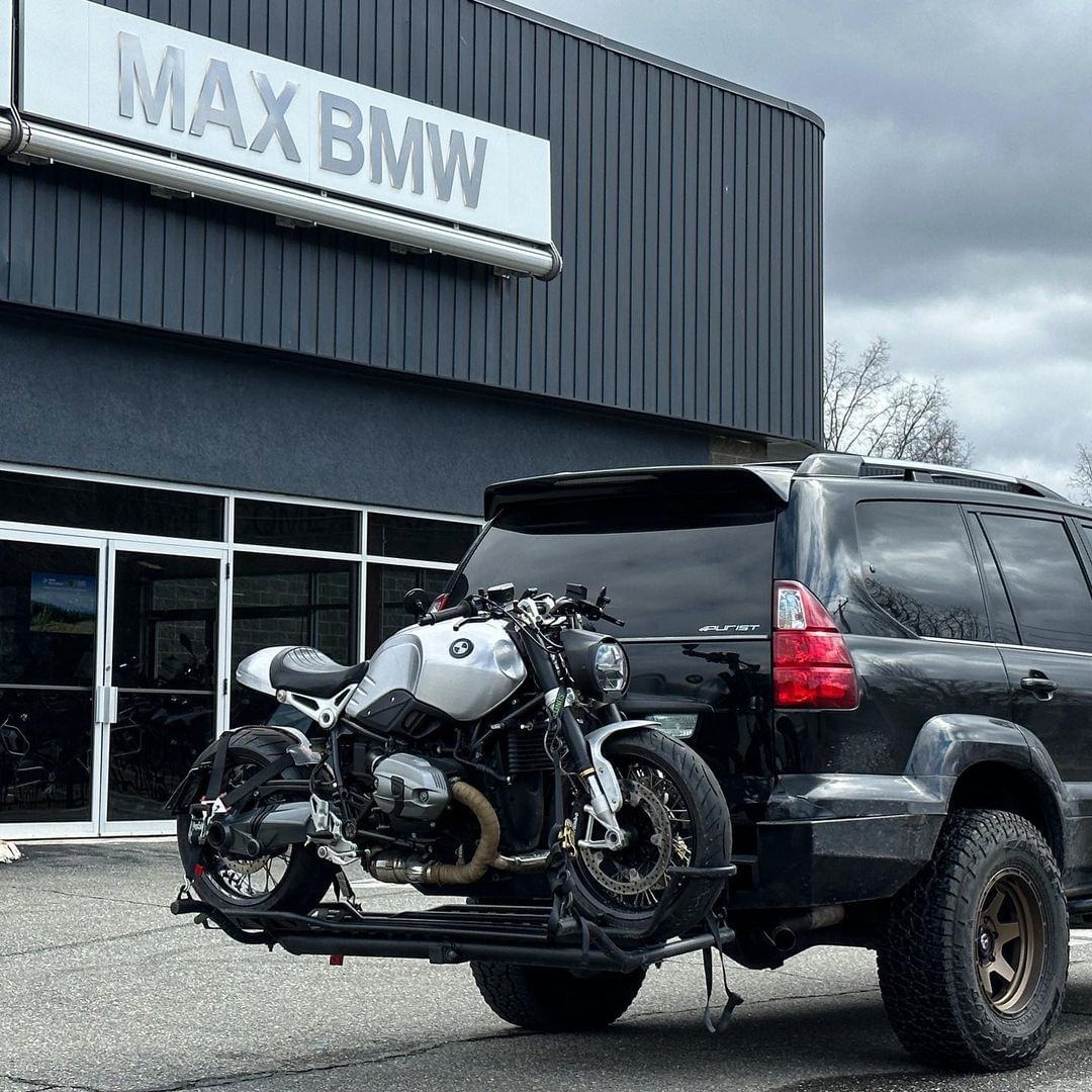 BMW Max on a Motorcycle Hitch Carrier on a Lexus SUV