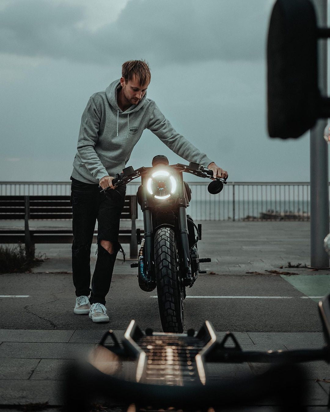 Ducati Scrambler Loading onto Motorcycle Rack