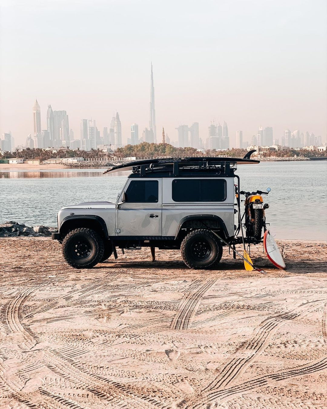 Triumph Motorcycle Rack on a Land Rover Defender
