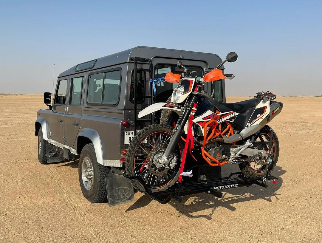 KTM Dirt Bike Hitch Carrier on a Land Rover Defender