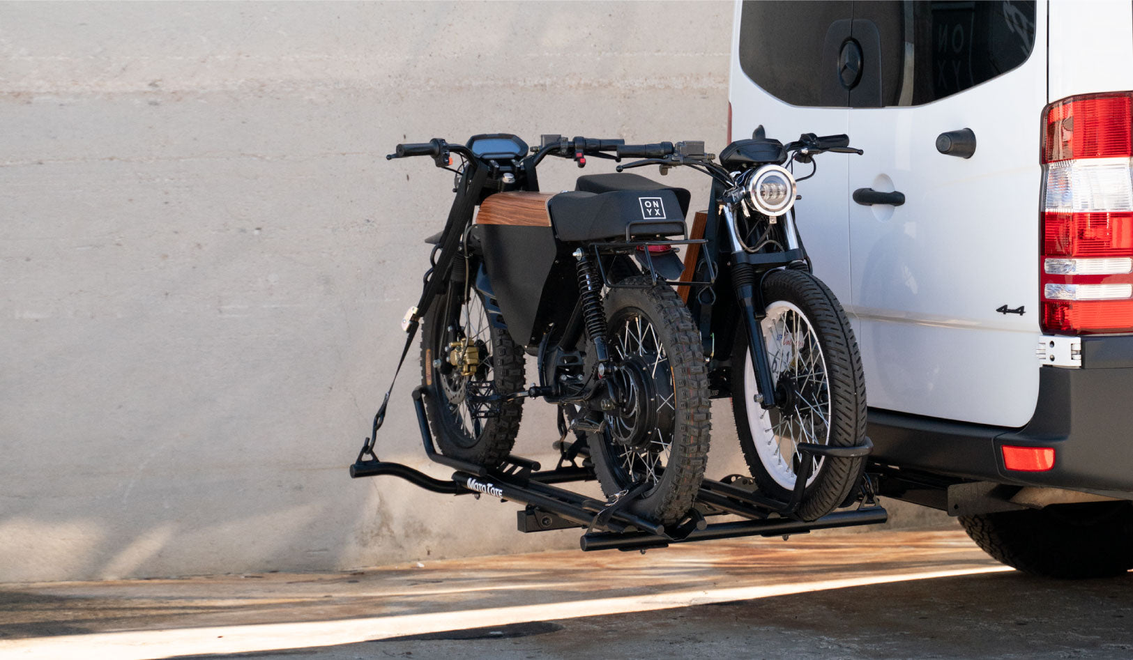 Onyx Motorbikes Electric Bike Rack on a Sprinter Van