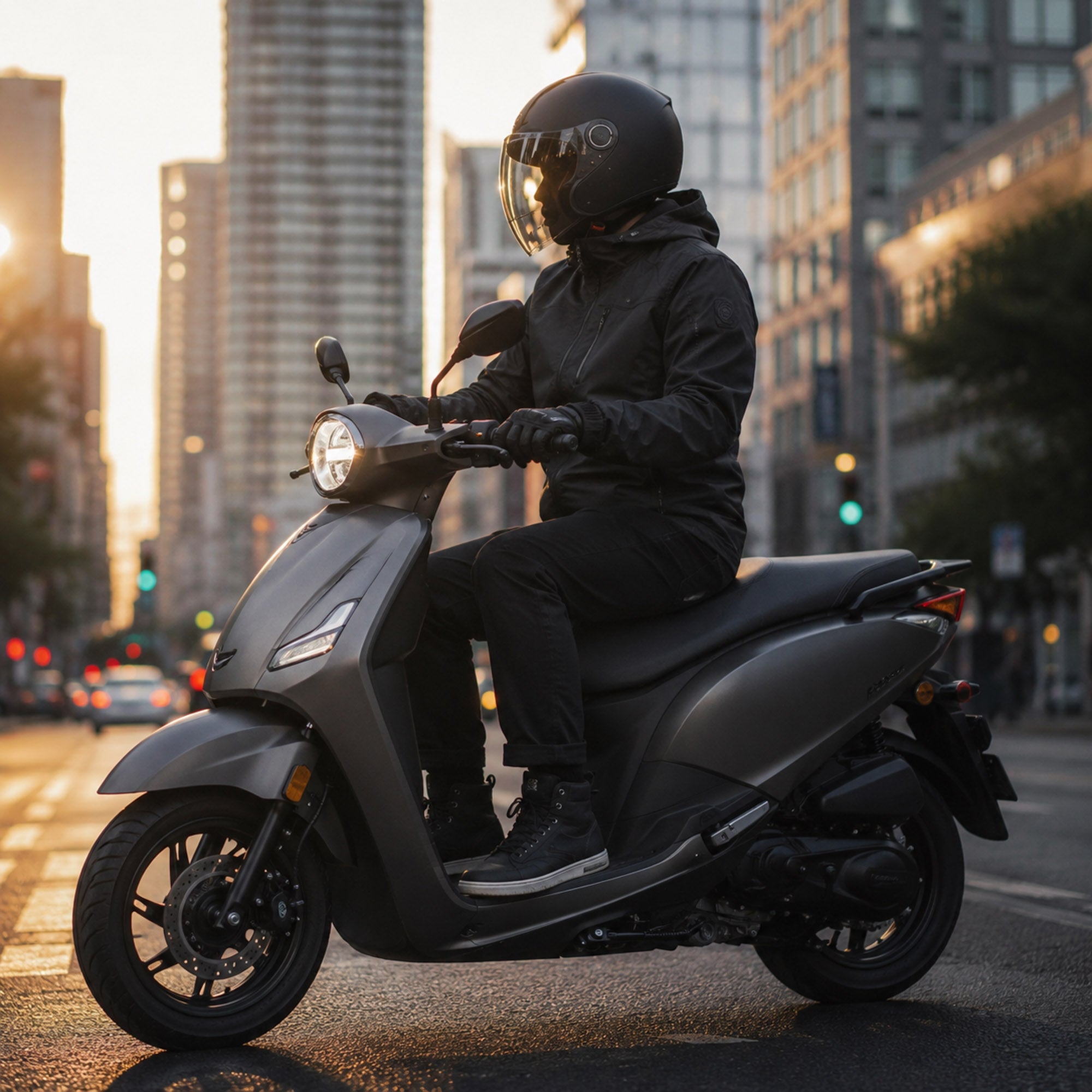 Scooter rider enjoying scenic rides and simple adventures with hauling essentials built for lightweight travel and everyday freedom.