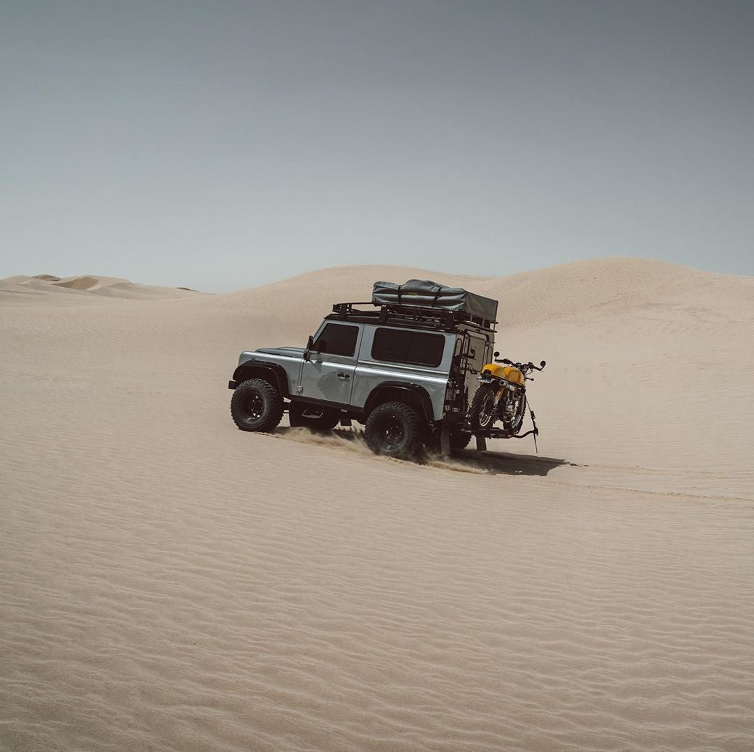 Triumph Motorcycle Hauler on a Land Rover Defender