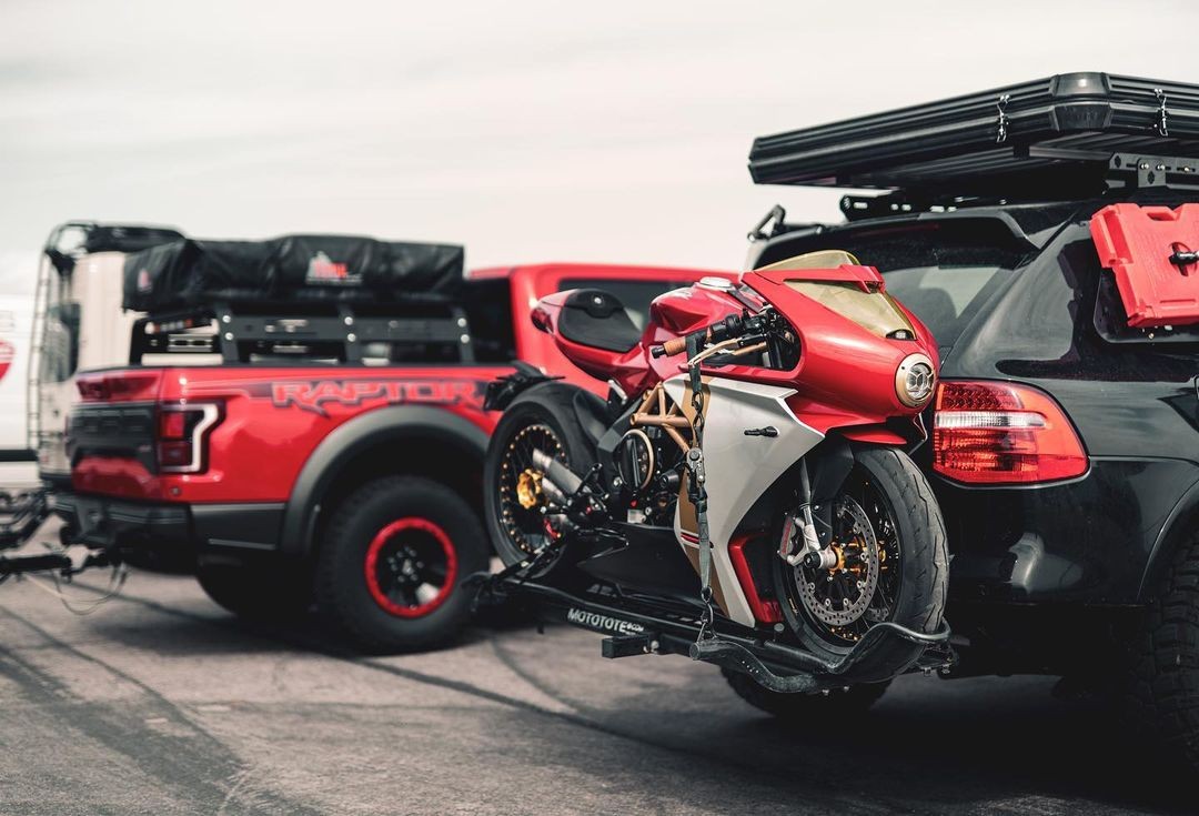 Ducati MvAgusta Hitch Mount Motorcycle Carrier on a Porsche Cayanne 