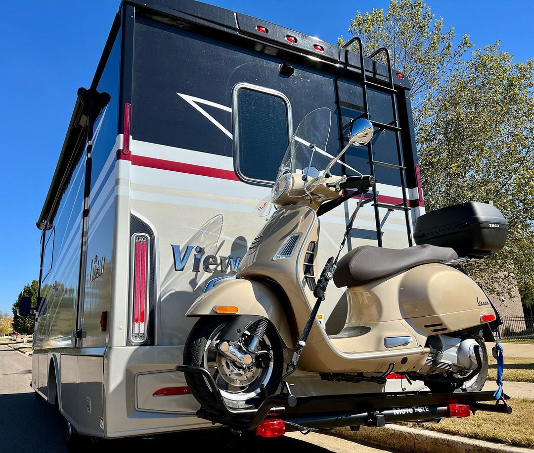 Scooter Motorcycle Hitch Carrier on an RV